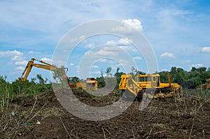 Bulldozer and excavator. Mechanical Site Preparation for Forestry.