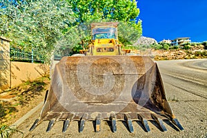 bulldozer excavator on wheels