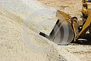 Bulldozer and gravel