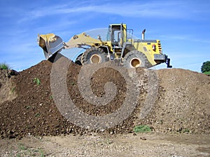 Bulldozer in a gravel pit