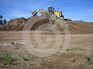 Bulldozer in a gravel pit