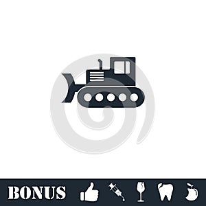 Bulldozer icon flat