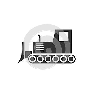 Bulldozer icon flat