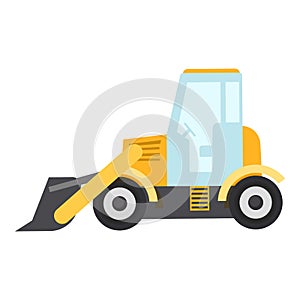 Bulldozer icon, flat style
