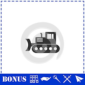 Bulldozer icon flat