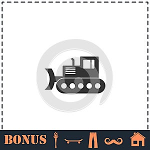 Bulldozer icon flat