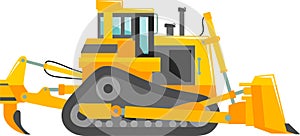 Bulldozer Icon in Flat Style. Vector Illustration
