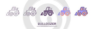 Bulldozer icon. Heavy tracked tractor. Vector simple flat graphic illustration. The isolated object on a white background.