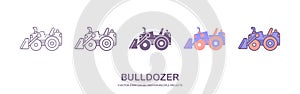 Bulldozer icon. Heavy tracked tractor. Vector simple flat graphic illustration. The isolated object on a white background.