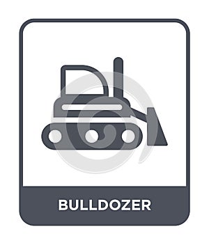 bulldozer icon in trendy design style. bulldozer icon isolated on white background. bulldozer vector icon simple and modern flat