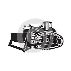 Bulldozer illustration isolated on white