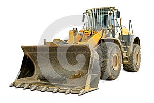 Bulldozer isolated on white