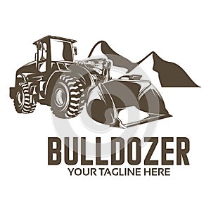 Bulldozer logo design template illustration