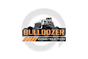 Bulldozer logo template vector. Heavy equipment logo vector for construction company. Creative excavator illustration for logo photo