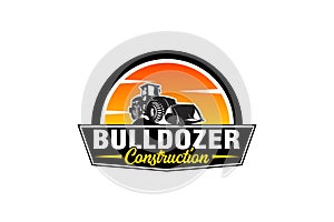 Bulldozer logo template vector. Heavy equipment logo vector for construction company. Creative excavator illustration for logo