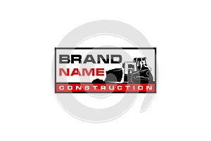 Bulldozer logo template vector. Heavy equipment logo vector for construction company. Creative excavator illustration for logo