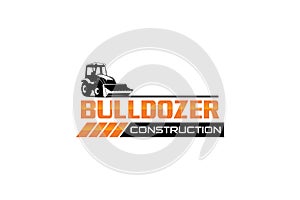 Bulldozer logo template vector. Heavy equipment logo vector for construction company. Creative excavator illustration for logo