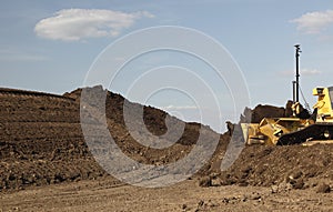 Bulldozer moving dirt