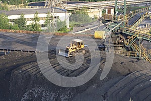 Bulldozer near coal mine