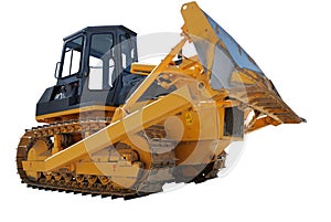 Bulldozer over white