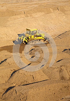 A bulldozer at a reservoir construction sit