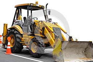 Bulldozer on road