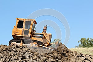 Bulldozer on road construction