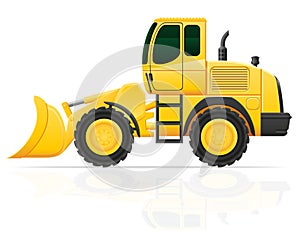 Bulldozer for road works vector illustration