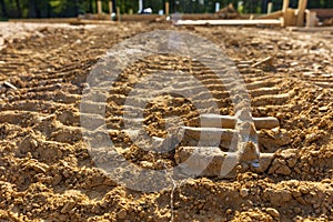 Bulldozer tracks on construction site