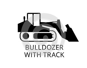 bulldozer with truck construction vehicles Vector Silhouettes