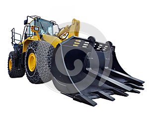 Bulldozer under the white background