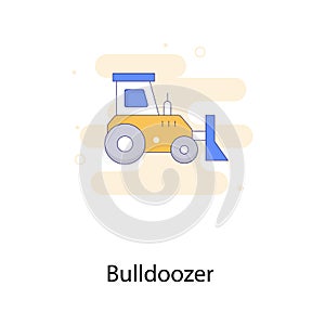 Bulldozer vector Fill Outline with background icon style illustration. EPS 10 file