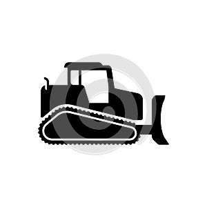 bulldozer vector icon illustration. silhouette of Bulldozer in flat design