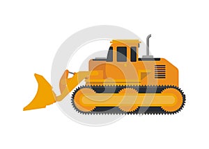 Bulldozer vehicle. Simple flat illustration.