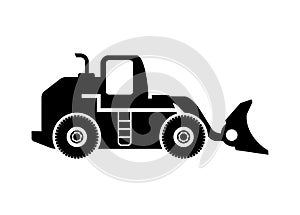 Bulldozer vehicle. Simple illustration in black and white