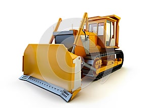 Bulldozer on white