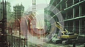 Bulldozer at Work on Construction Site