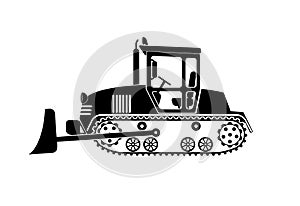 Bulldozer working on a white background