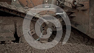 Bulldozer Wworking, Track-Type Loader Bulldozer Excavator Machine Doing Earthmoving Work