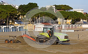 Bulldozers at Work on a Beach