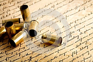 Bullet casings on bill of rights