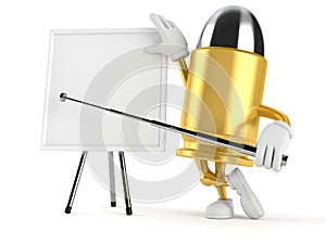 Bullet character with blank whiteboard