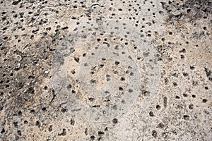 Bullet damages on a German bunker from the Second World War