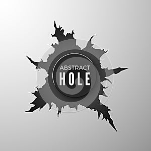 Bullet hole banner. Torn metal surfase. Vector illustration