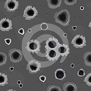 Bullet hole of gunshot vector gun shoot in holed metal target in war and military texture set illustration isolated on