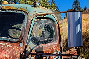 Bullet Hole Through Old Truck Window, Palouse, Washington