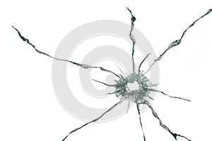 Bullet hole in a thick glass