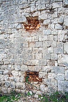Bullet holes in the fortress Imperjal on the mountain Sdr in Dub