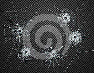 Bullet Holes Glass Transparent Realistic