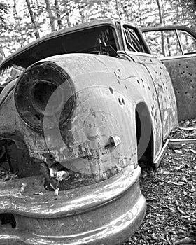 Bullet Holes in a Junk Car